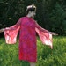 SALE... Vintage 1960s Hippie Dress... 60s Flower Child Dress.... Semi Sheer Sleeves.... ROSE Colored GLASSES (m)