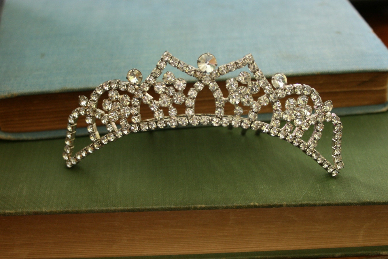 Vintage Mini Rhinestone Tiara Comb by twojs on Etsy