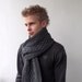 MADE TO ORDER Dark Grey hand knitted men long scarf with celtic cable pattern
