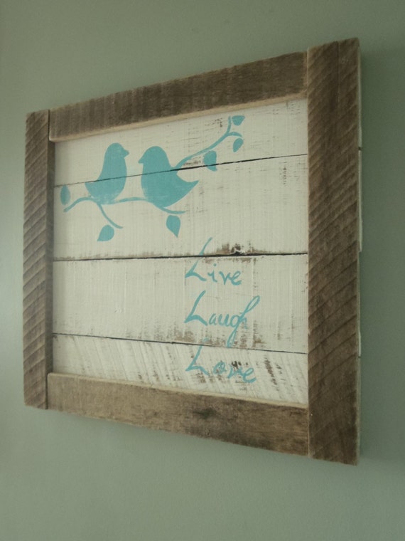 Live Laugh Love Lovebirds hand painted on wood frame