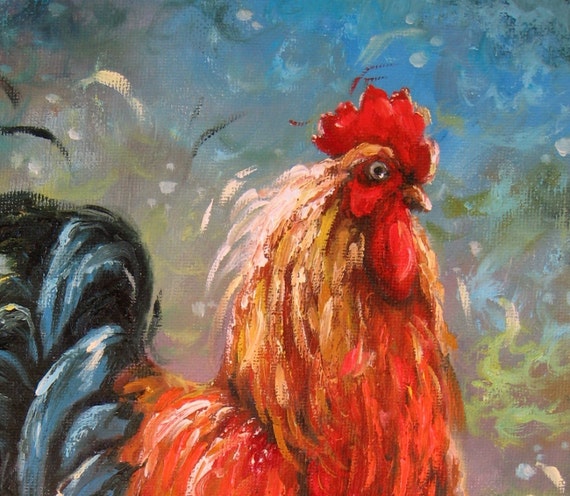 Rooster Oil Painting rooster paintings kitchen art