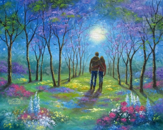 Moonlight Stroll Original Oil Painting by VickieWadeFineArt