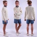 Vintage Sweater / White Fisherman / Cable Knit / M to L