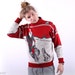 80s Husky Print Mens Sweater / Red Novelty Knit / Small to Medium
