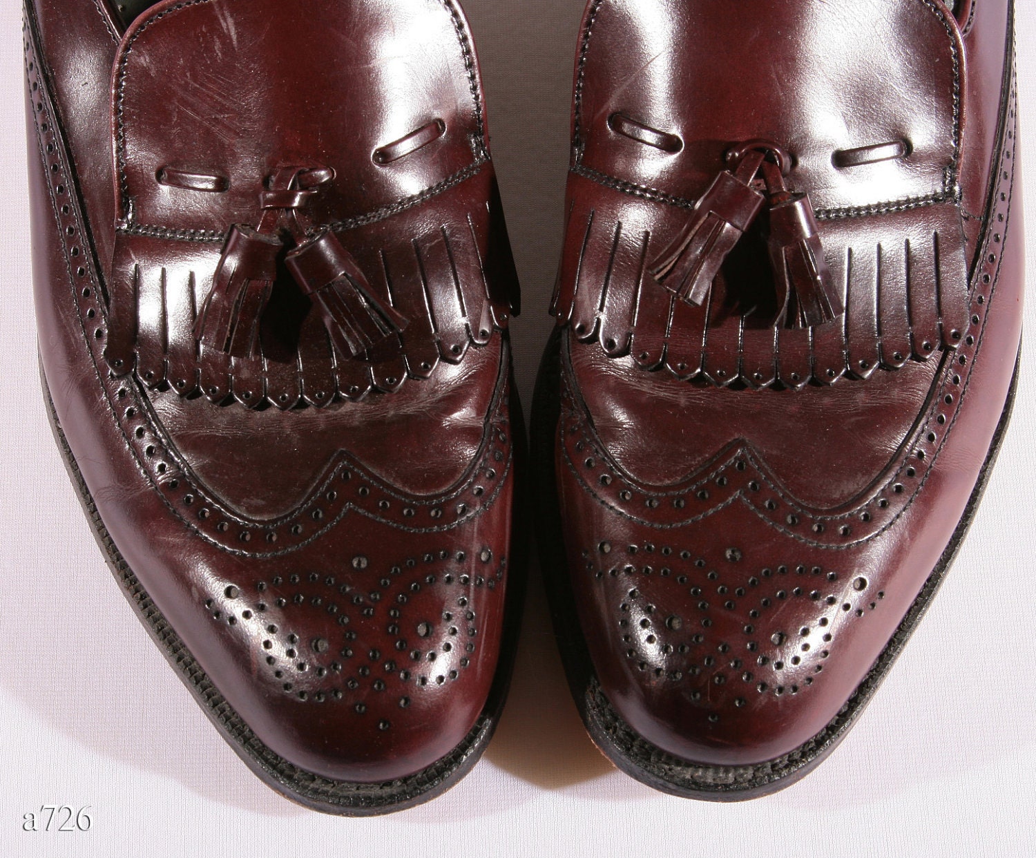 Vintage Brown leather tassel Fringe loafers for men size 9