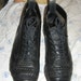 vintage granny ankle boots black leather w weaved leather sz 7 1/2