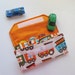 The ORIGINAL Car Wallet with Pocket (holds 4) ... Trains (orange)