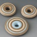 Southwest Discs - (3) Handmade Lampwork Beads - Pale Blue, Khaki, Sandstone - Etched, Matte