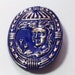 Czech Art Cobalt Blue Glass 43mm Oval Button Lady with Flowers