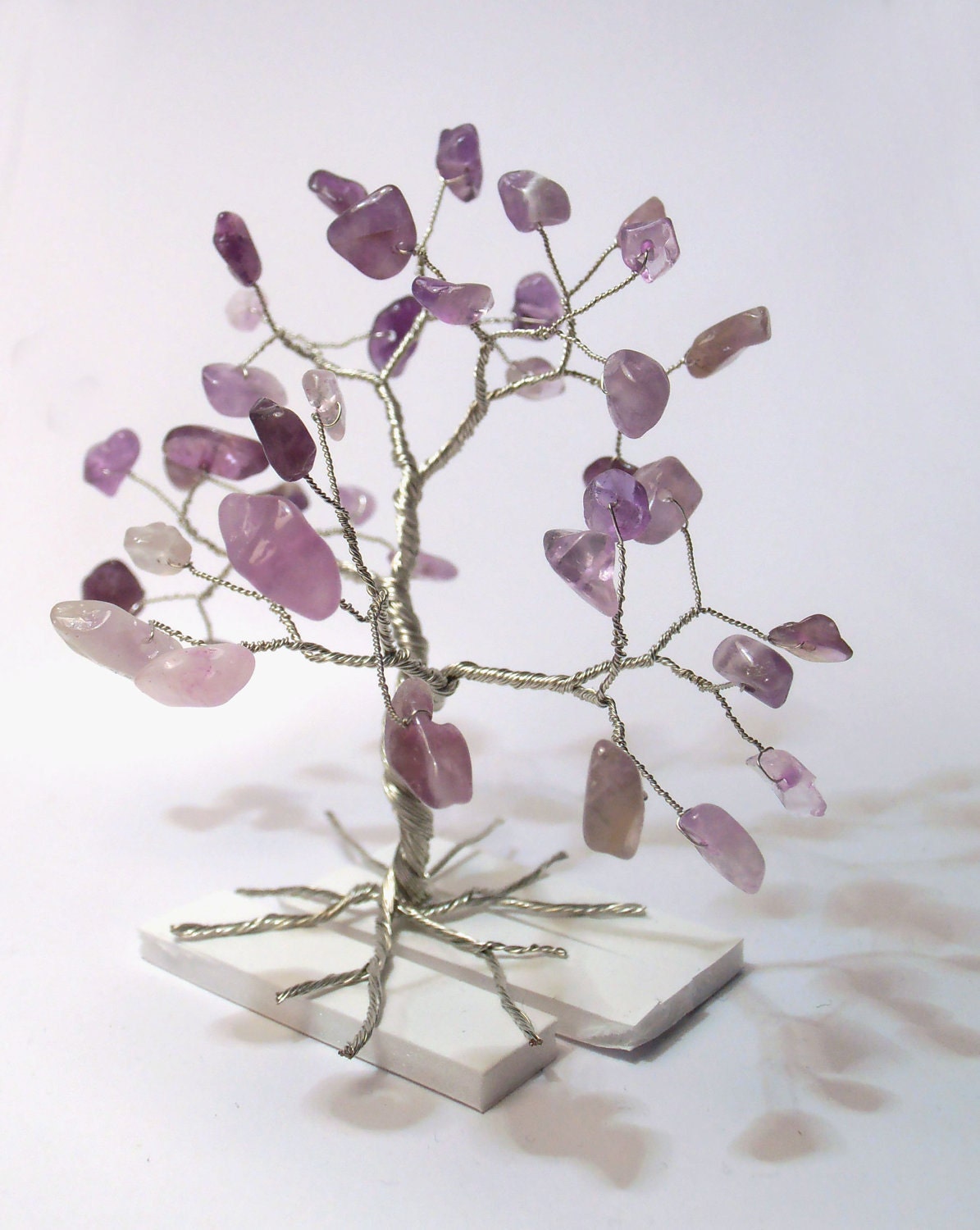 amethyst gemstone wire tree statue purple silver by WireMyTree