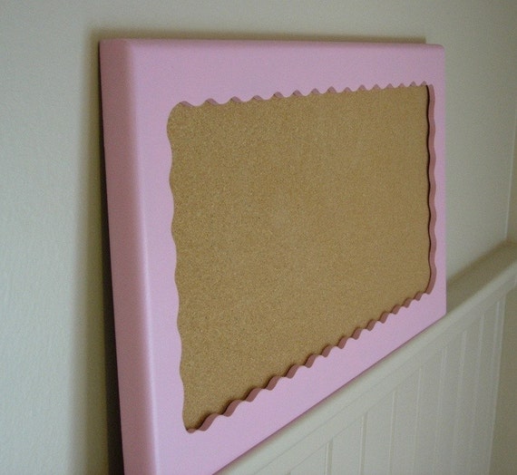 Cork Bulletin Board Wood Frame Pink by LaffyDaffy on Etsy