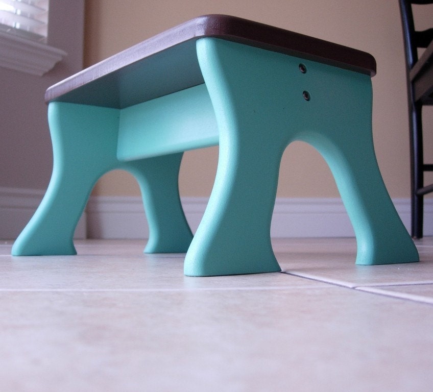 Kids Step Stool Safe TipResistant Turquoise and Brown