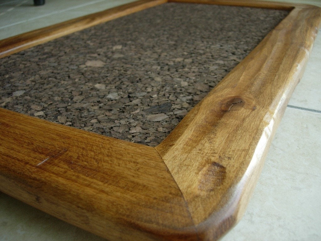 Handscraped Dark Cork Bulletin Board Stained Alder by