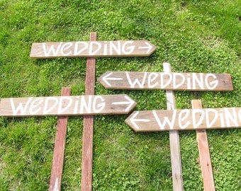 6 Blank barn wood Wedding Signs w/ Stakes directional name tags paint your own mr and mrs thank you card sign chair photo prop engagement