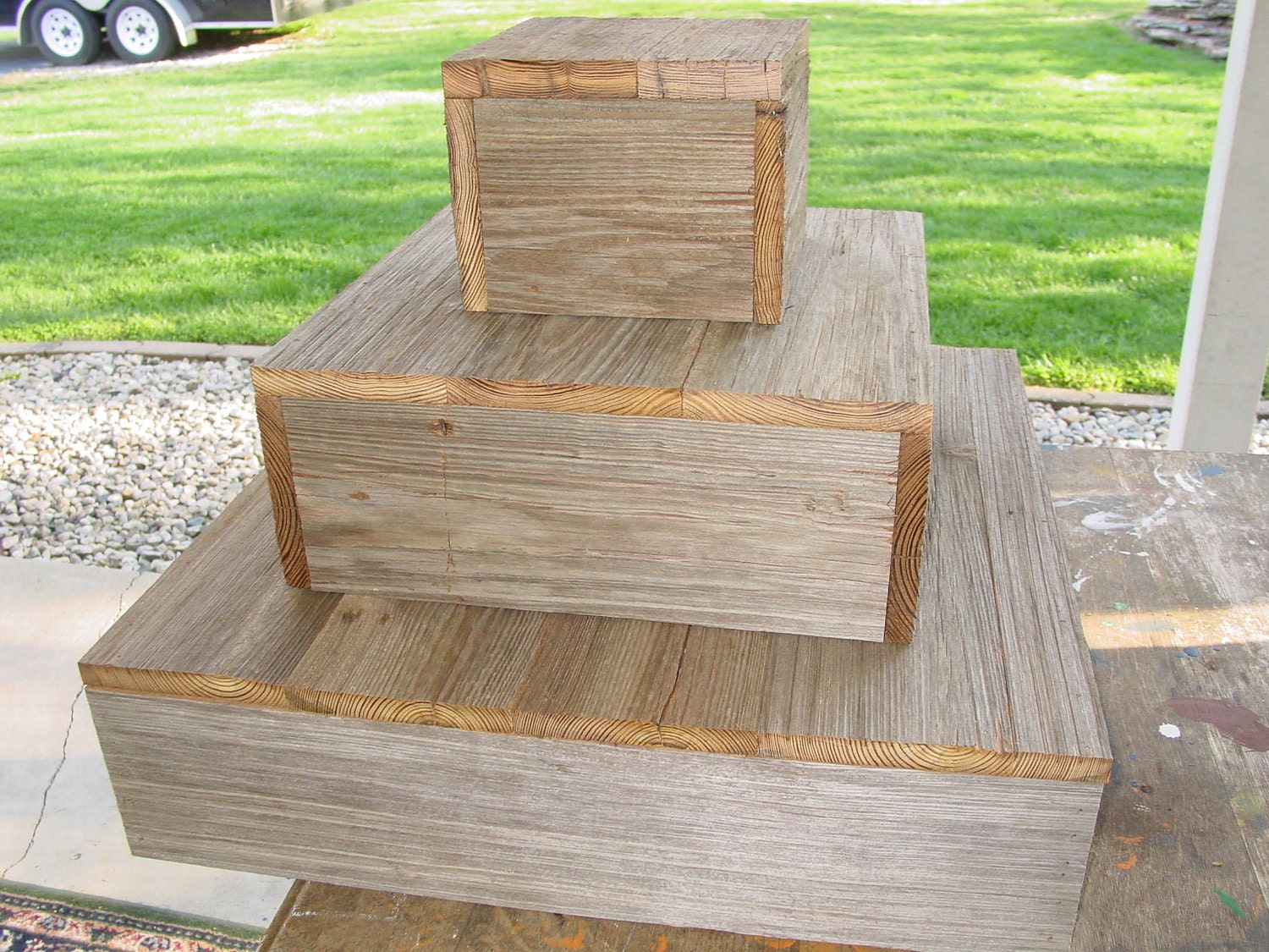 3 tier wood cake stand rustic wedding cupcake Box Plate Barn