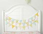 Pastel Fabric Bunting Pennant Garland Decoration 9 Feet / Romantic Vintage Carnival Style Il_170x135