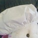 Cream Shower Cap- White Cream Durable Waterproof Soft Vinyl Fabric and Soft Stretchy Cotton/Nylon/Polyster Blend
