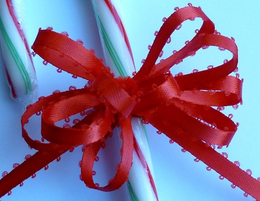 Red Bows Set of 12 Silk Small Handcrafted Bows