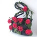 Felt handbag Dark Grey Red flower Rosa under 100