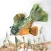 Felted fish purse cosmetic Green orange Metal Frame octopurse
