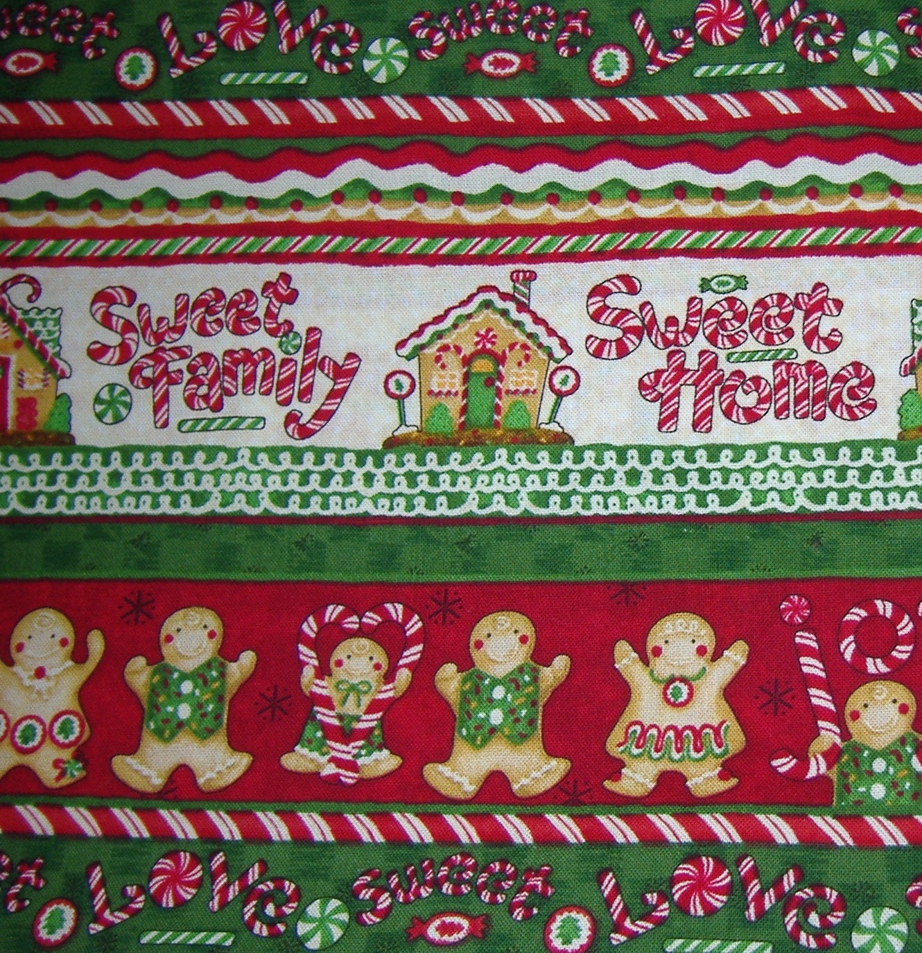 Gingerbread Christmas Cotton Quilt Fabric 1 yd. by VillageQuilters