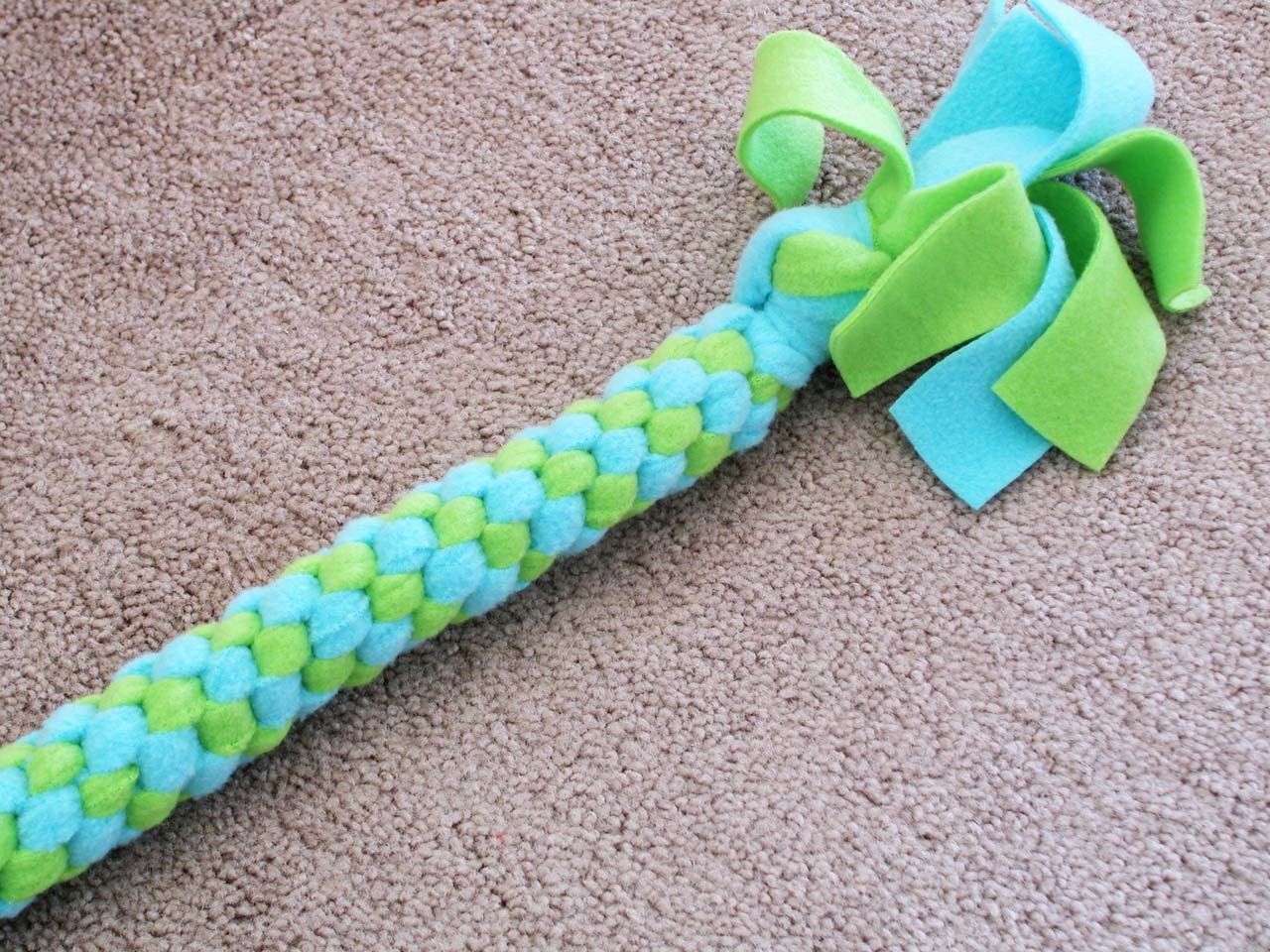 Large Fleece Rope Dog Toy Lime & Light Blue