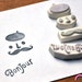 French Touch Mustache hand carved rubber stamp set bonjour