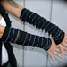 Long Arm Warmers Fingerless - Black & White Ruffle Spandex. Burning Man, Rave