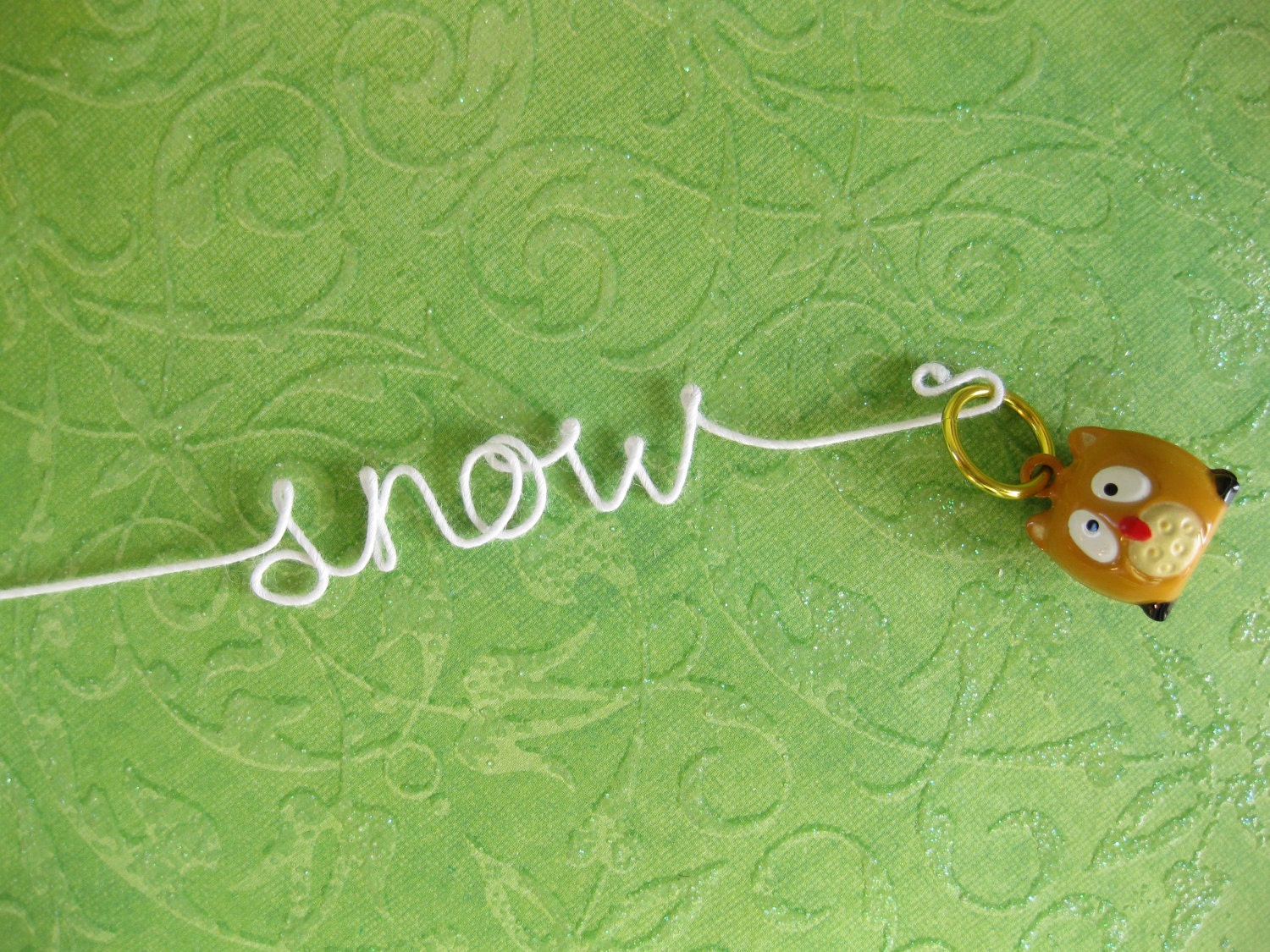 Custom Christmas Ornament Wire Word Hook & Owl Jingle Bell