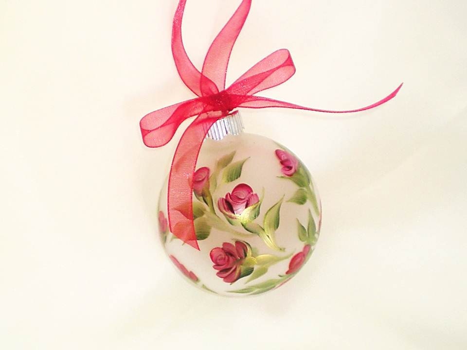 Hand-Painted Christmas Ball Ornament Red by HandPaintedPetals