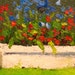 ACEO original oil painting of flowers in a planter