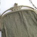 Goldtone Metal Mesh Flapper Purse Openwork Frame