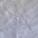 4 White Linen Madeira Embroidered Doilies, Tray Cloths, Table Round