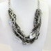 Bold Statement Multi Strand Silver and Gunmetal Quartz Crystal Gemstone Necklace