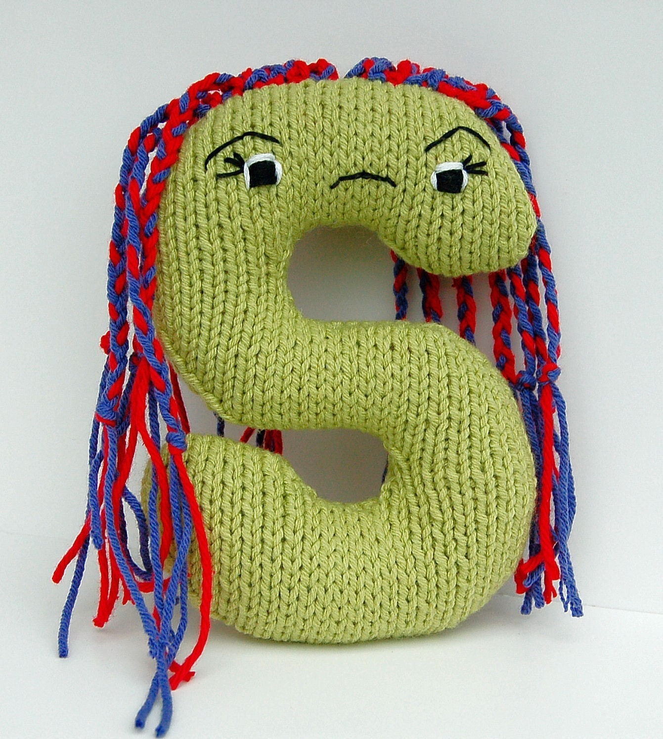 Letter S Alphabet Stuffed Toy Knitting PATTERN by KnitKnoodler