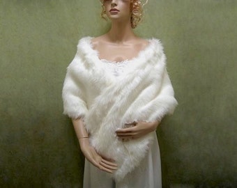 Bridal faux fur stole wrap shrug A002