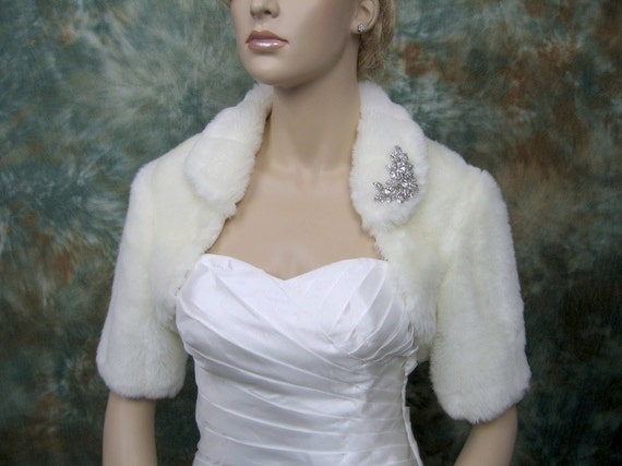 ivory faux fur bolero