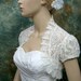 Ivory short sleeve corded lace wedding bolero jacket shrug