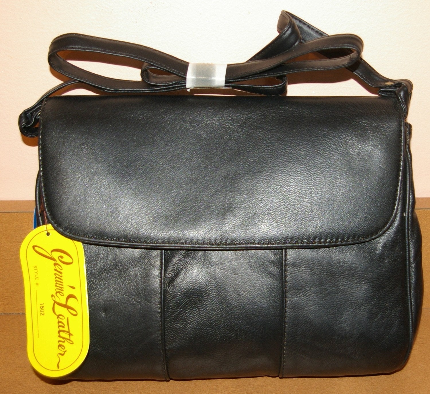 Black Leather Handbag Shoulder Strap GENUINE LEATHER
