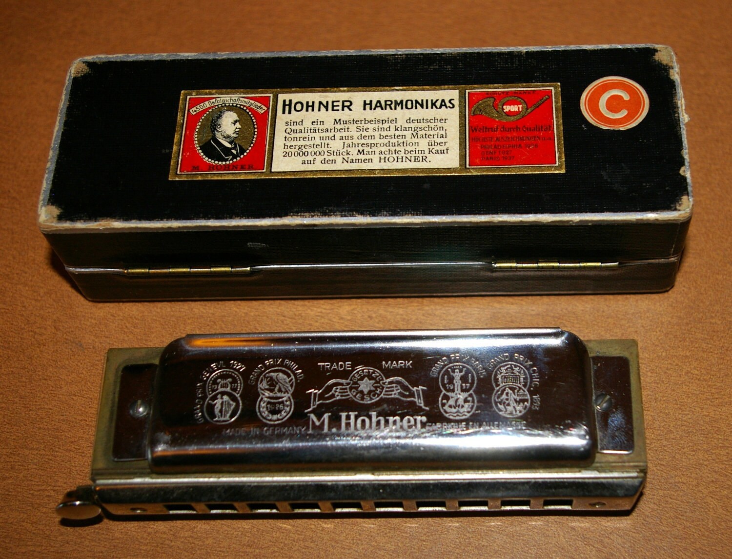Antique Harmonica M.Hohner's Chromonika 1 C 1920's