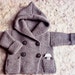 Hand Knit-Duffel Coat for Baby- Light Grey - Pure Wool or Cotton- Sizes untill 4 years