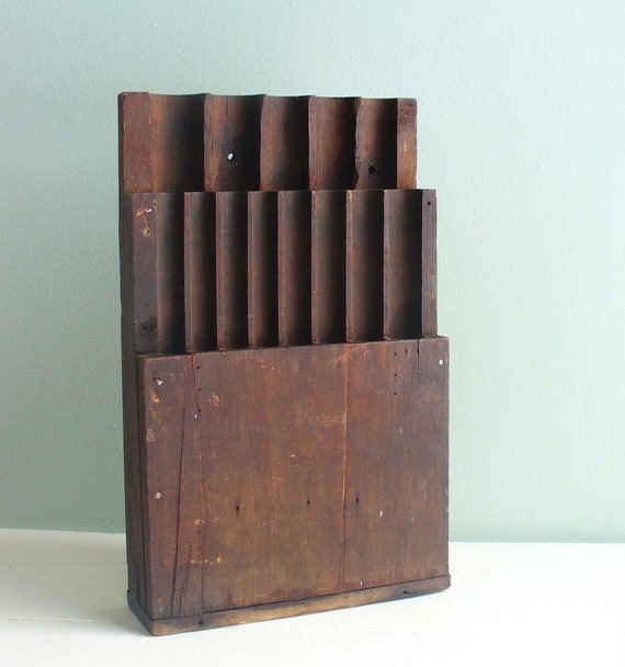 Vintage Antique Wooden Drill Bit Holder Wall Hanging Primitive