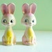 Pink Bunny Rabbits Salt and Pepper Shakers Kitschy Kitsch Cute Ceramic Vintage