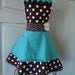 The 4RetroSisters "Annabelle" Womens Apron - Chocolate Brown/Aqua - Retro Modern