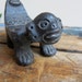Black Pottery Guardian Figure Zoomorphic Lizard Mexico Incised Geometric Designs Red Clay Matte Black Finish