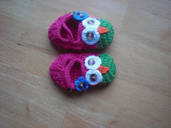 Handmade Owl Crocheted Baby Shoes for Toddler baby by lilianda