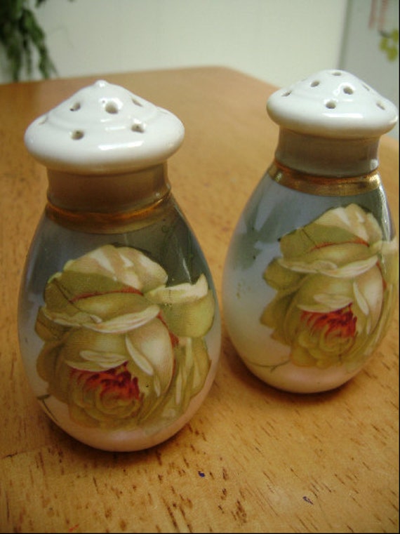 old rose salt and pepper shakers