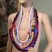 Reduced - TRENDY CONTEMPORARY NECKLACE - Wearable Fiber Art Jewelry, Multicolored Top Quality Yarns