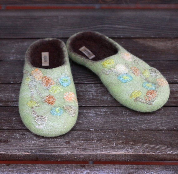 Felted slippers handmade pastel autumn Ready to ship