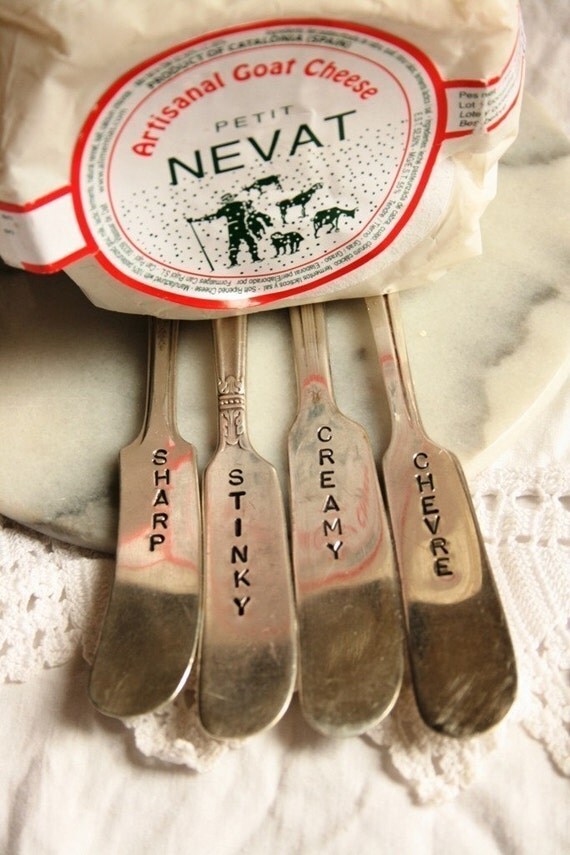 Vintage Hand Stamped Cheese Marker Set Cheese Spreaders